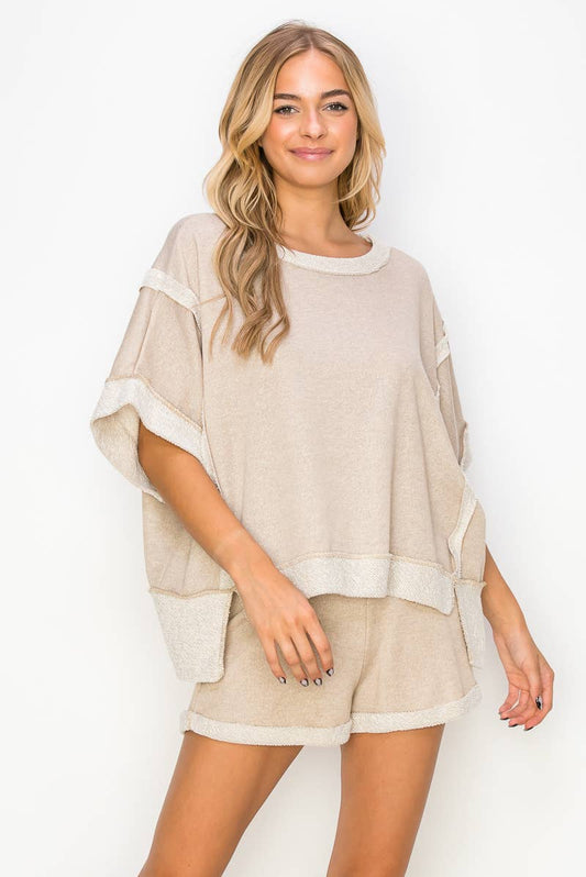 Terry Oversized Contrast Top