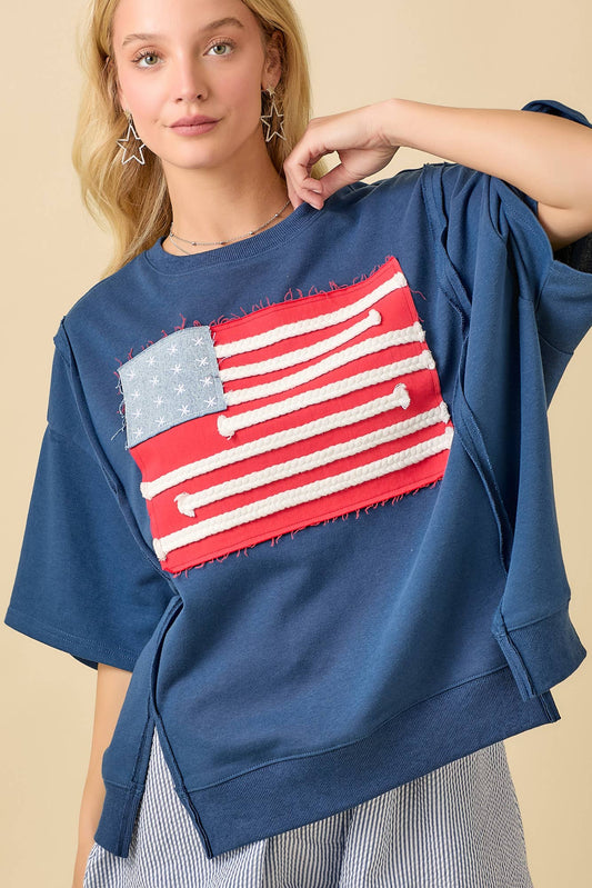 American Flag Patchwork Top