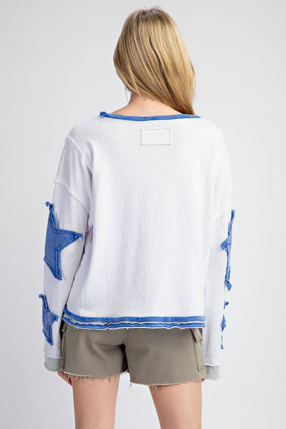 Blue Star Patched Top - Plus