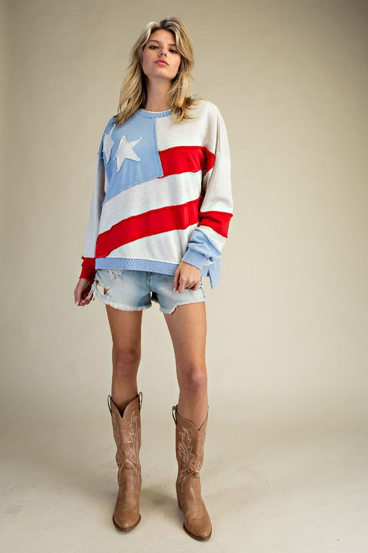 American Flag Terry Pullover