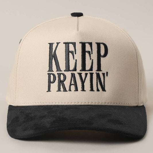 KEEP PRAYIN' Suede Canvas Trucker Hat