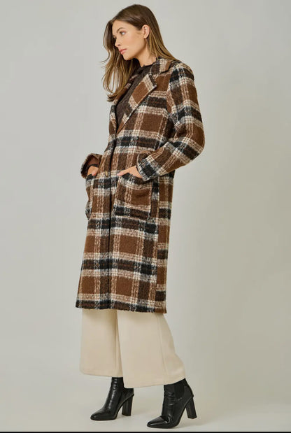 Stay Sophisticated Plaid Long Coat
