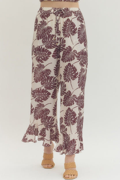 Botanical Ruffle Hem Pants