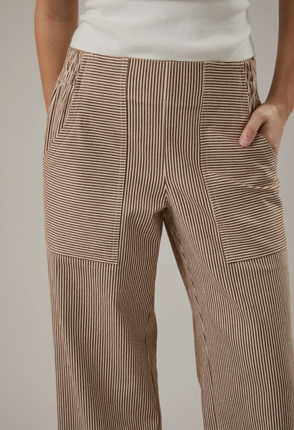 Striped Elastic Waist Pants