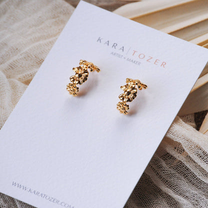 Gold Floral Hoop Earrings