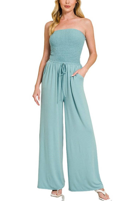 Smocked Tube Top Jumpsuit