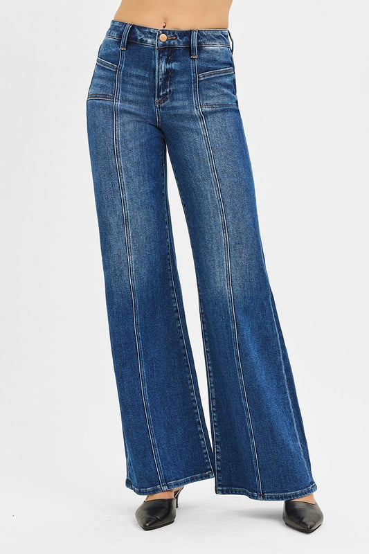 Maddie Mid Rise Wide Leg Denim
