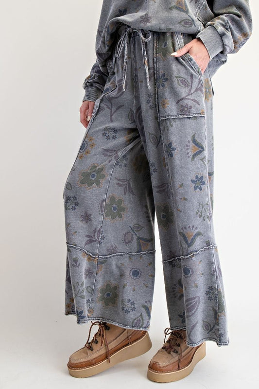Floral Print Terry Comfy Pants