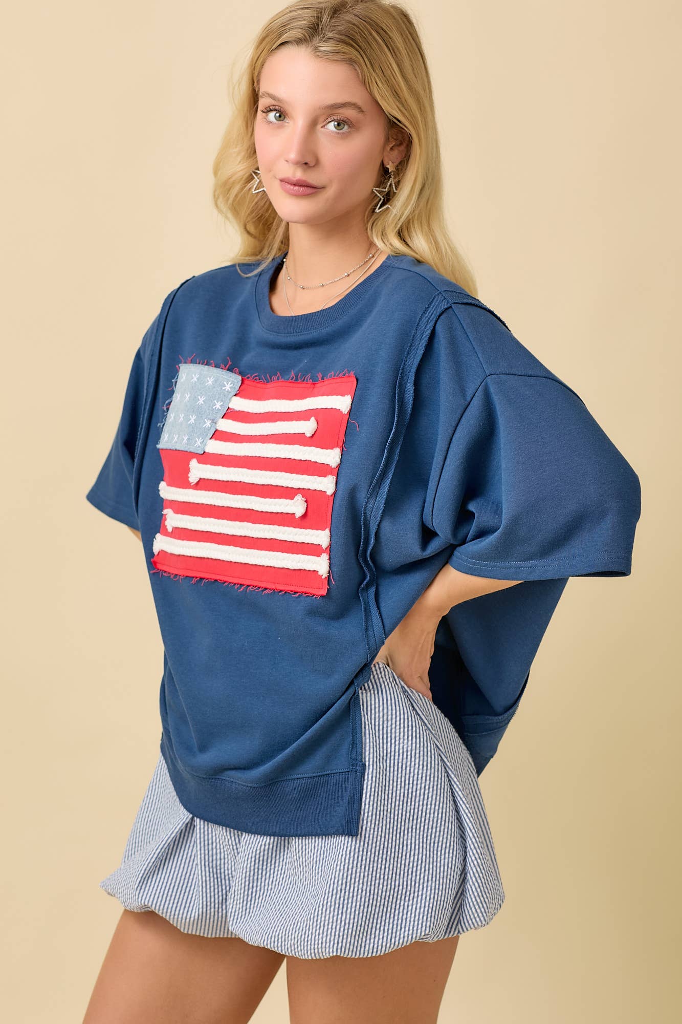 American Flag Patchwork Top