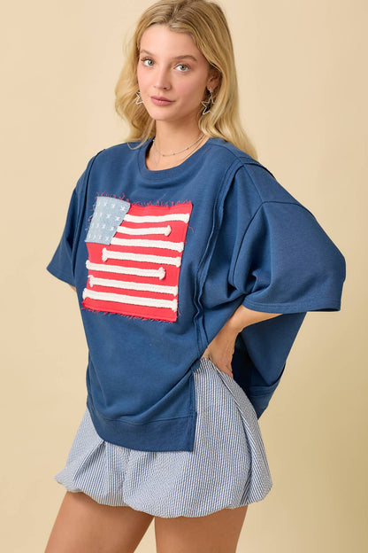 American Flag Patchwork Top
