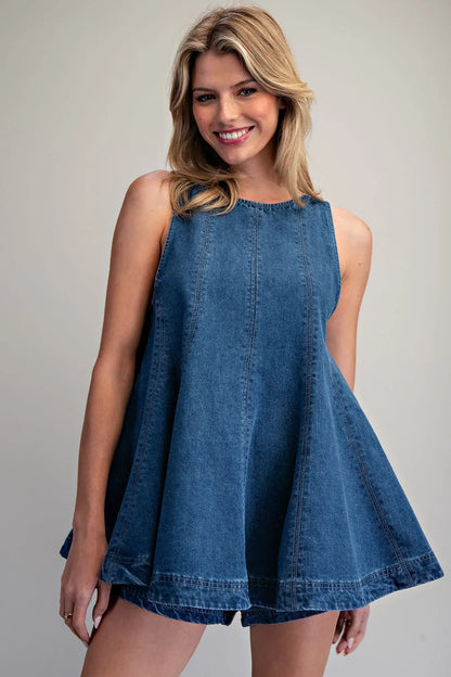 Flared A Line Denim Top