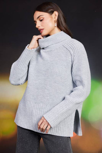 Cozy Split-Hem Turtleneck Sweater
