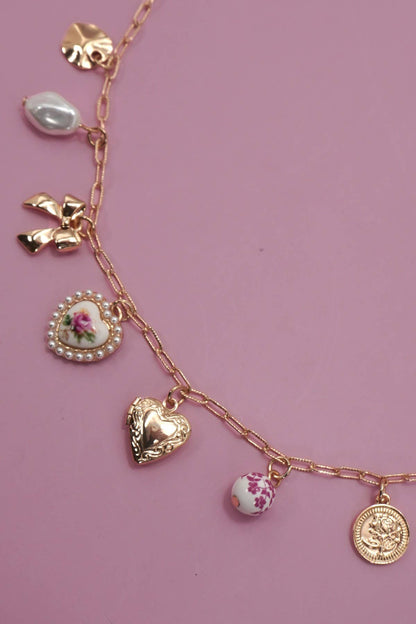 Pink Porcelain Charm Necklace