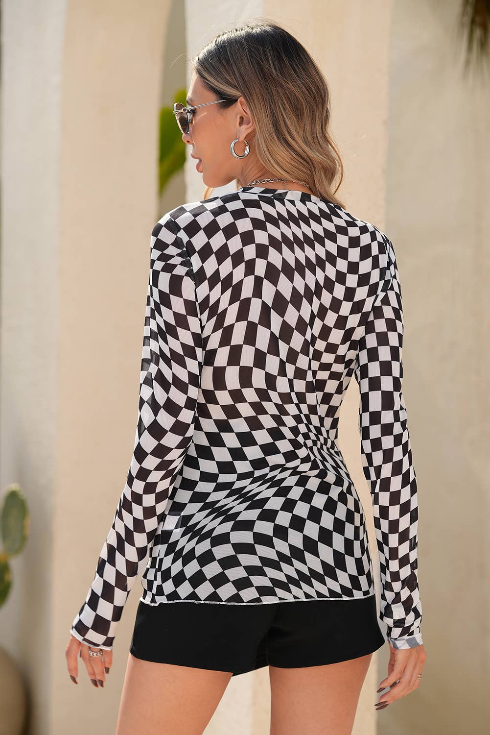 Checkered Mesh Top