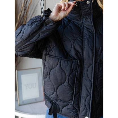 Wavy Quilt Jacket: Black