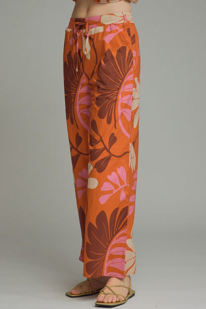 Floral Print Wide Leg Pants