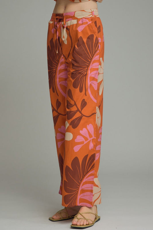 Floral Print Wide Leg Pants