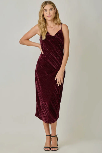 Cowl Neck Velvet Slip Dress