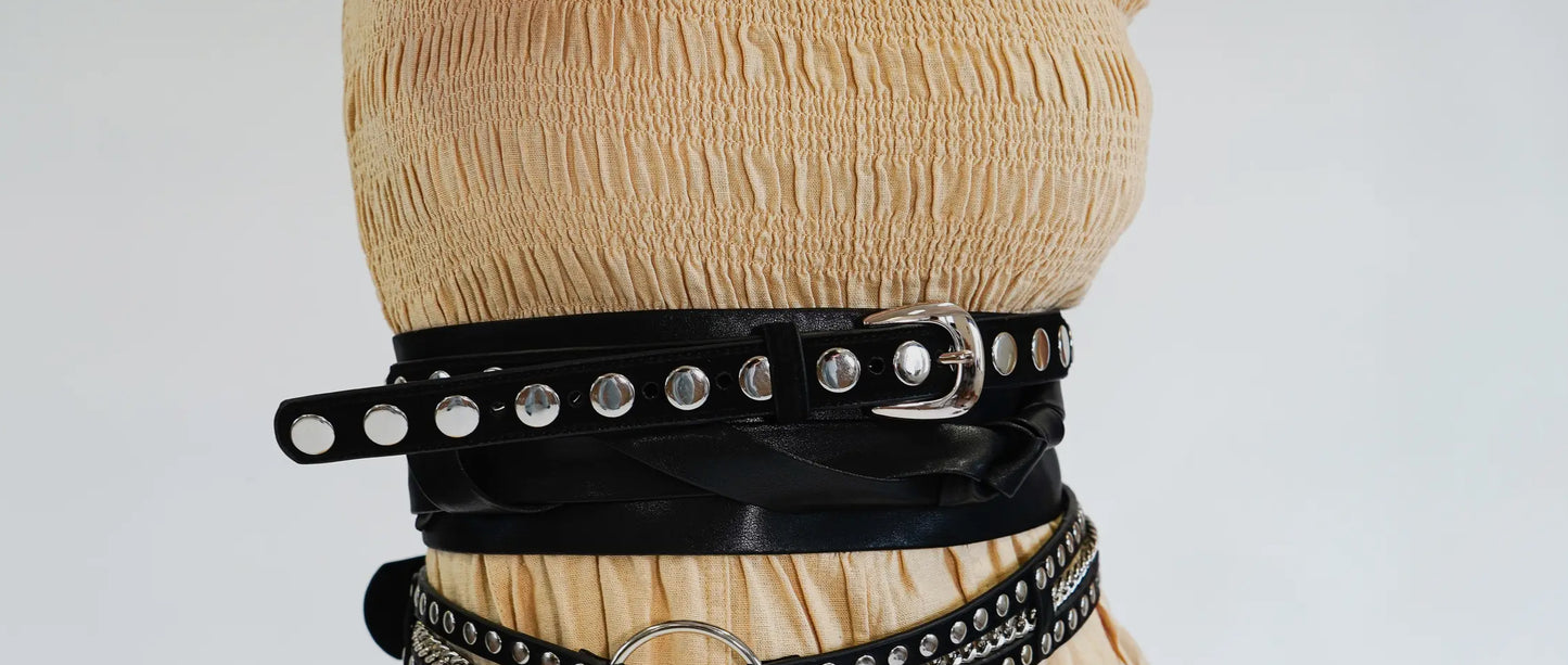 Suede Belt with Wide Studs