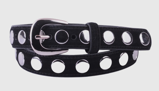 Suede Belt with Wide Studs