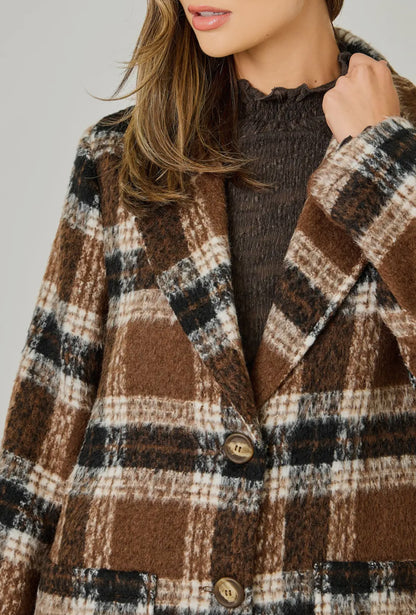 Stay Sophisticated Plaid Long Coat
