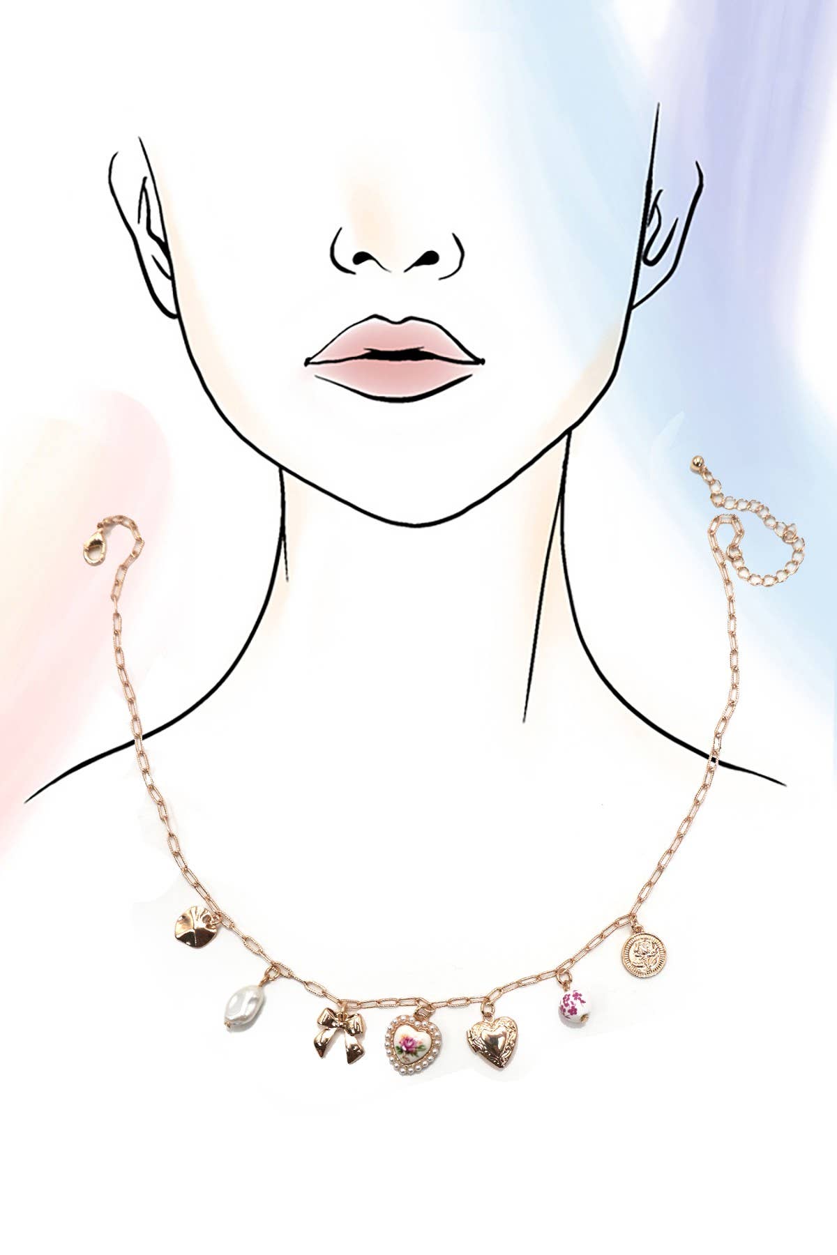 Pink Porcelain Charm Necklace