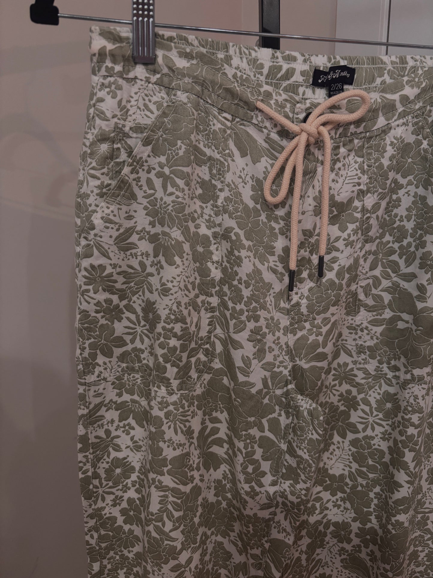 Sage Floral Drawstring Pants