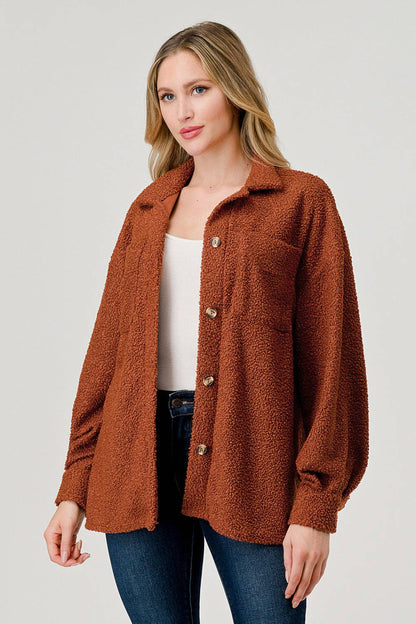 Teddy Boucle Shacket - Ginger