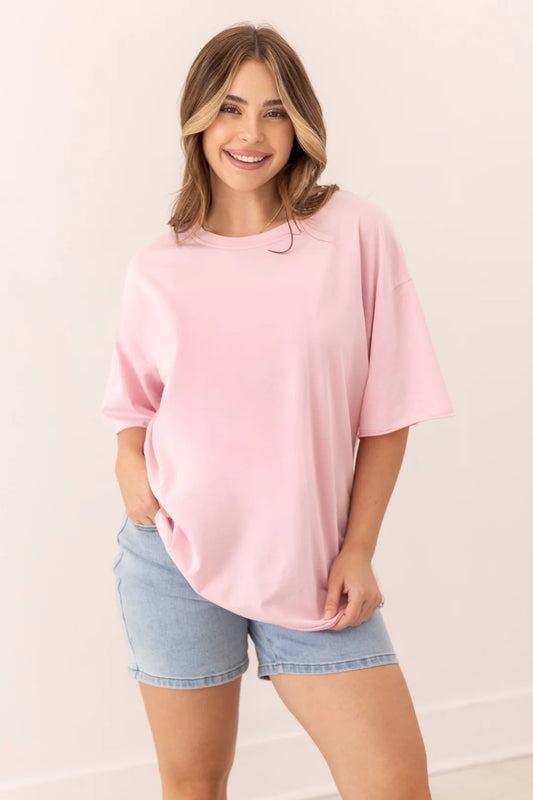 Pink Basic Boxy Tee