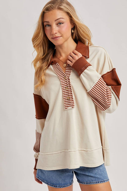 Pumpkin Spice Collar Knit Top