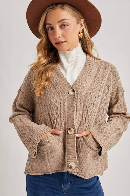Latte Cable Knit Cardigan