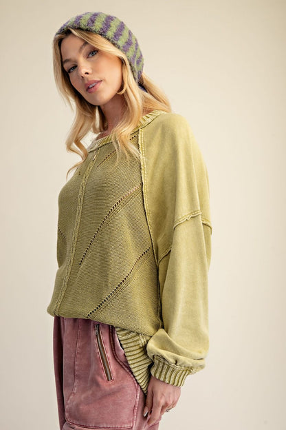 Matcha Washed Knit Sweater