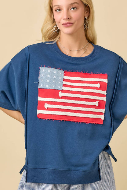 American Flag Patchwork Top