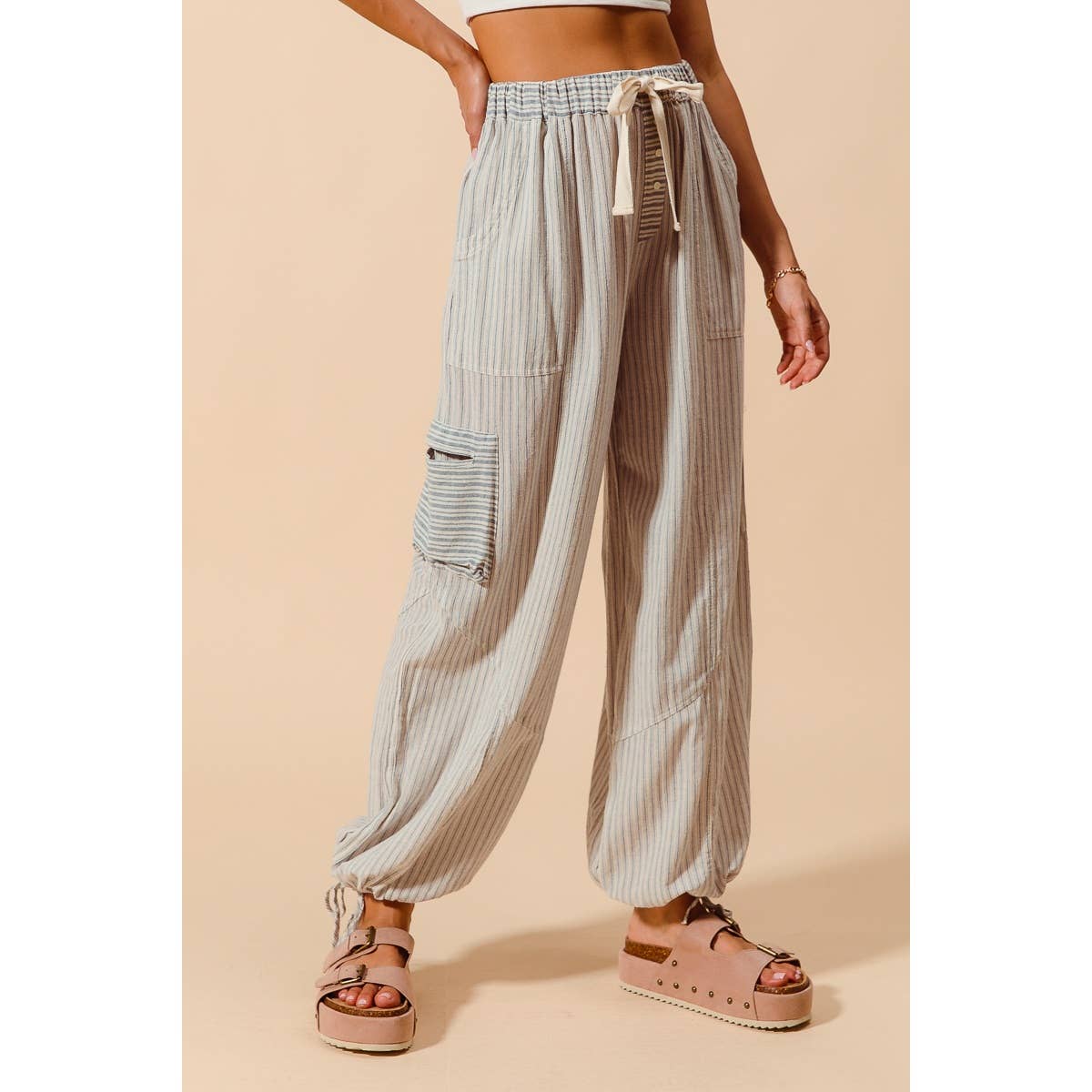 Vintage Striped Linen Pants