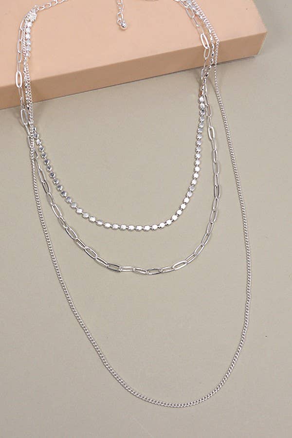 Coin Chain Layer Necklace : Silver