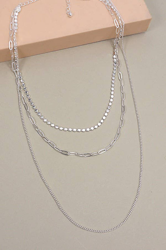 Coin Chain Layer Necklace : Silver