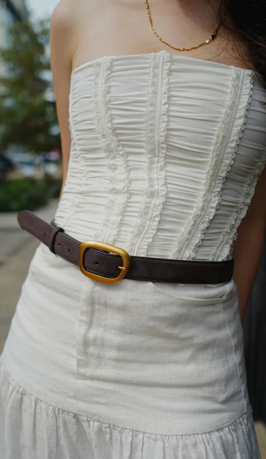 Suede Belt with Organic Buckle