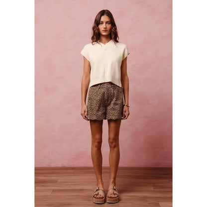 Scalloped Leopard Shorts