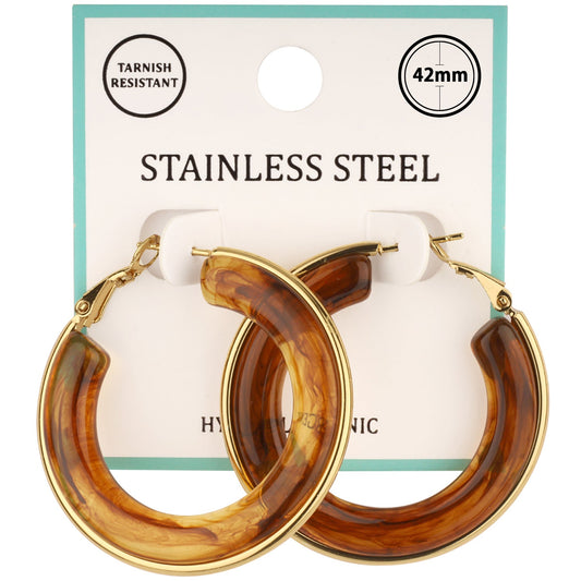 Brown + Gold Acrylic Hoops