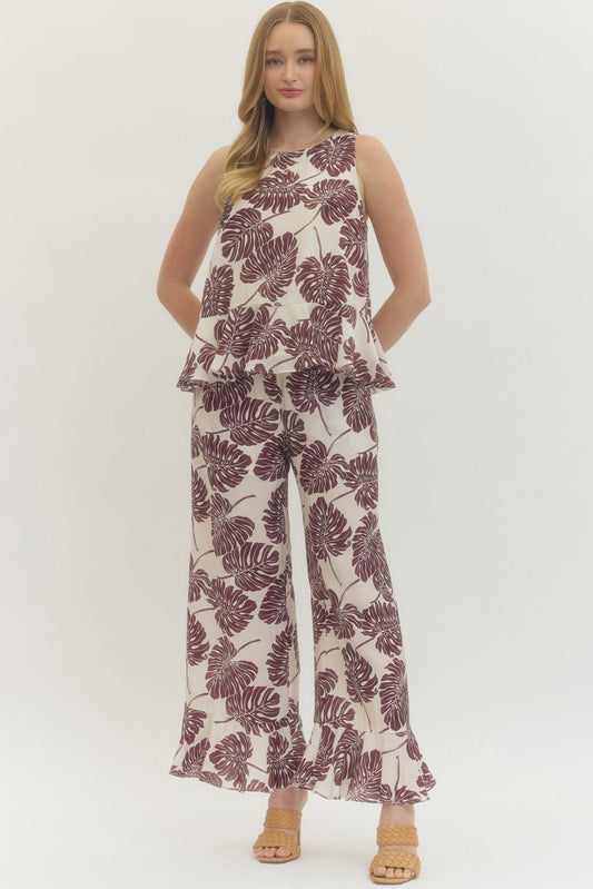 Botanical Ruffle Hem Pants