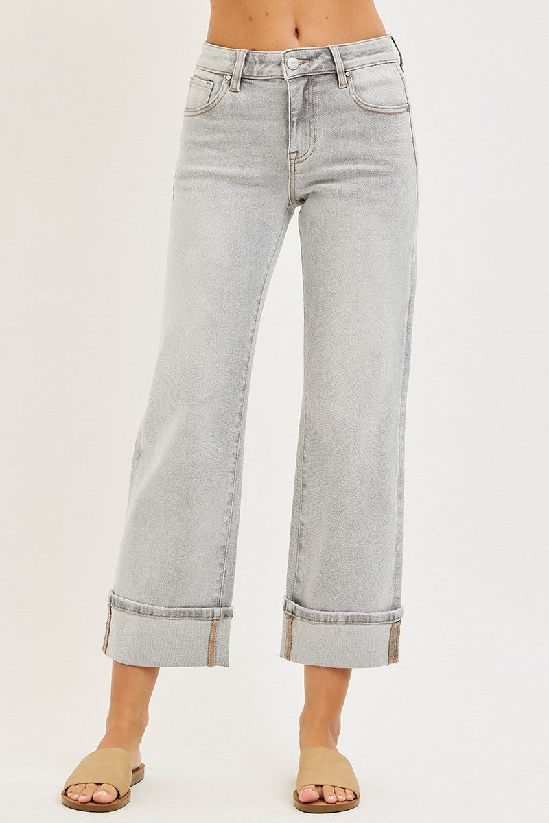 Halle Mid Rise Crop Straight Denim