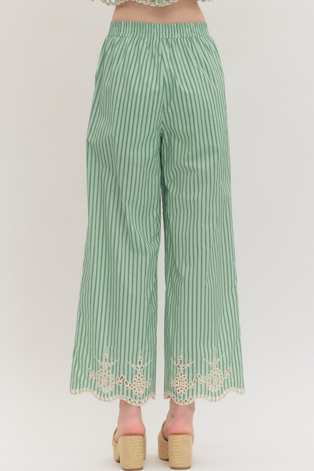 Summer Striped Eyelet Pants
