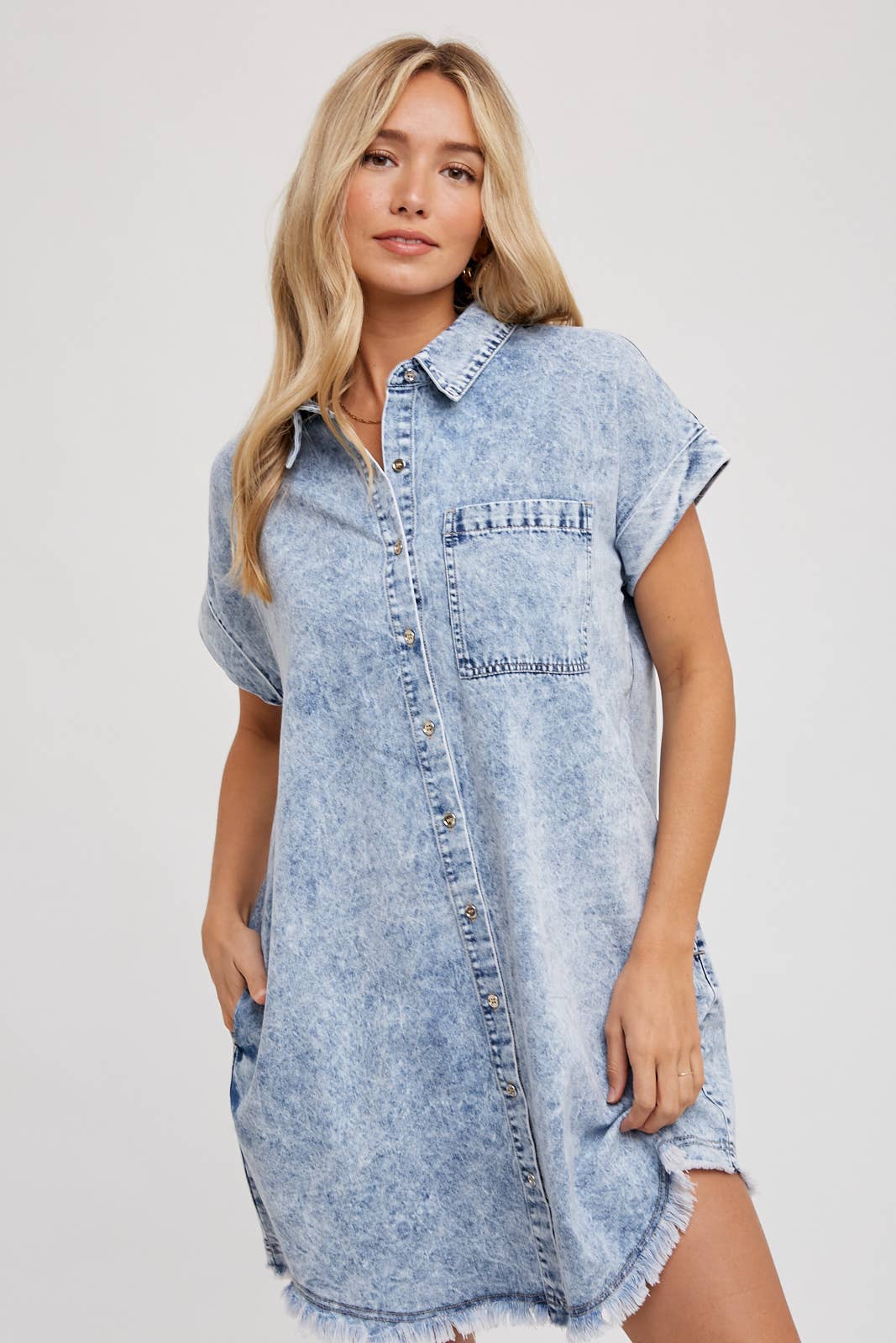 Frayed Hem Denim Dress