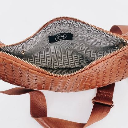 Romee Woven Saddle Bag: Brown