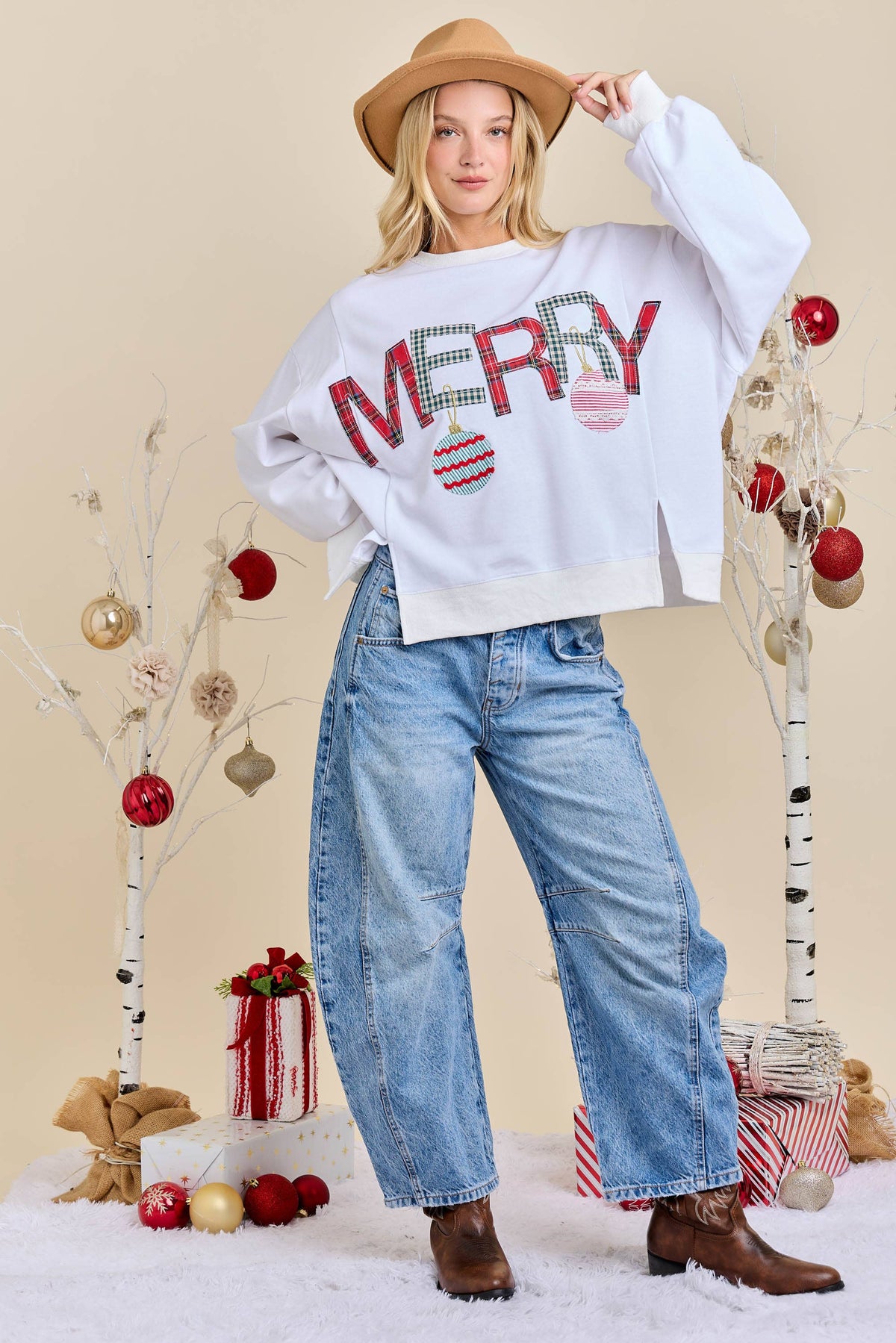 Merry Patchwork Oversized Top