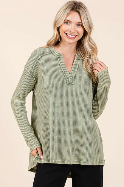 Oh So Cozy Waffle Knit V Neck