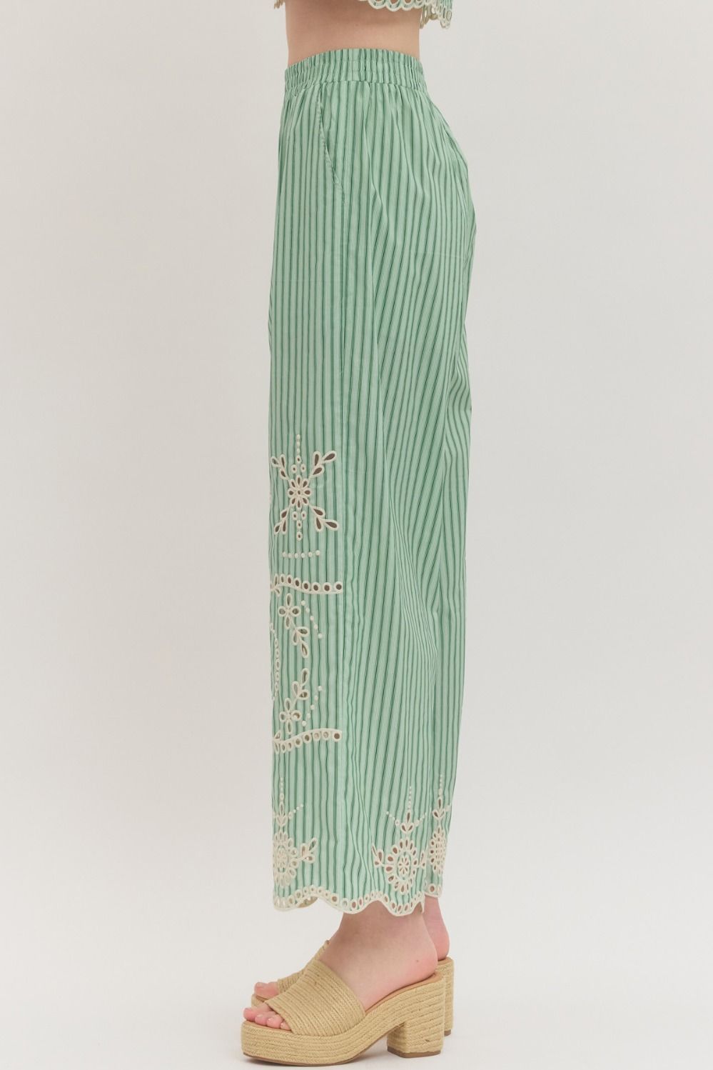 Summer Striped Eyelet Pants