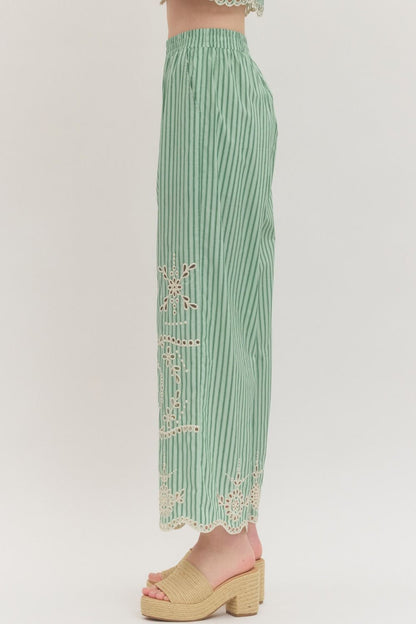 Summer Striped Eyelet Pants