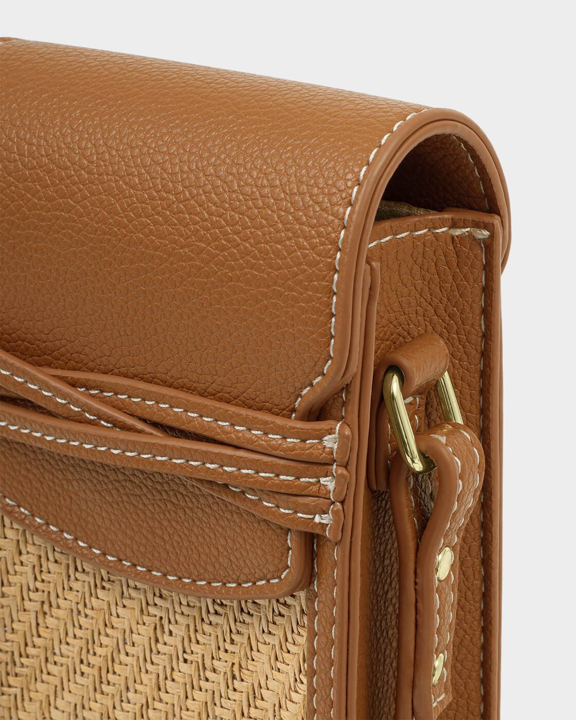 Porto Raffia Cell Bag - Cognac