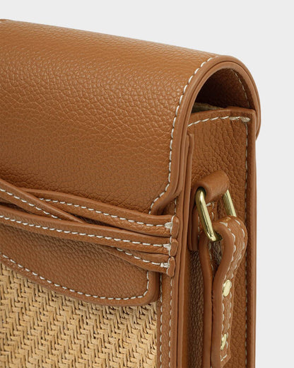 Porto Raffia Cell Bag - Cognac
